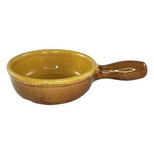 La Bourguignonne France Vintage Stoneware Fondue Pot Pan Handle Yellow